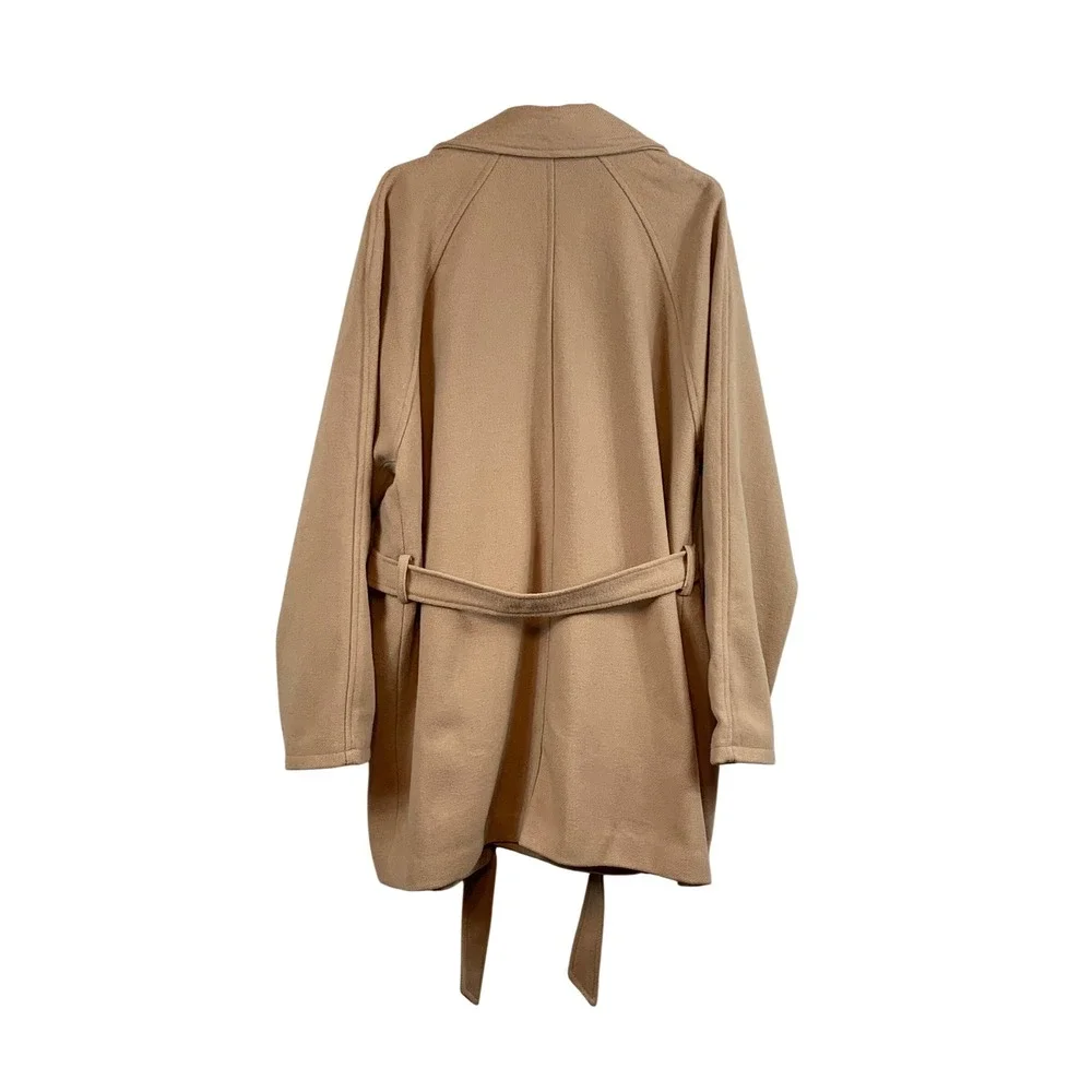 H&M Divided Camel Tan Belted Wrap Coat Notched Lapel XL NEW